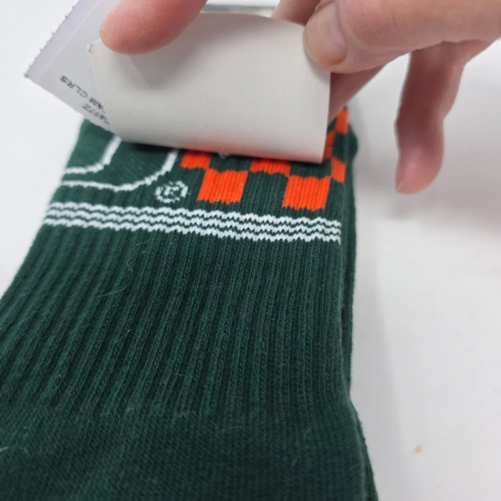 Adidas Miami Hurricanes NCAA Crew Socks Green Orange White Size 9-11 NWT 2013